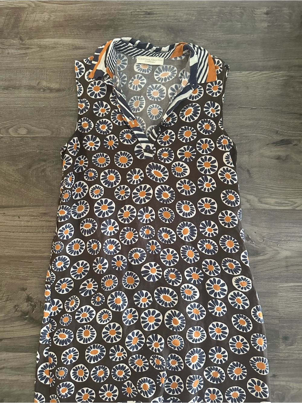 CRISTINA GAVIOLI Italian Designer Shirt Dress - Floral & Stripe